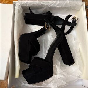 Good American Black Platform Heels